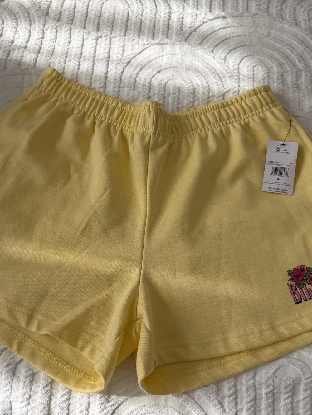 Billabong Soft Yellow Elastic-Waist Athletic Shorts